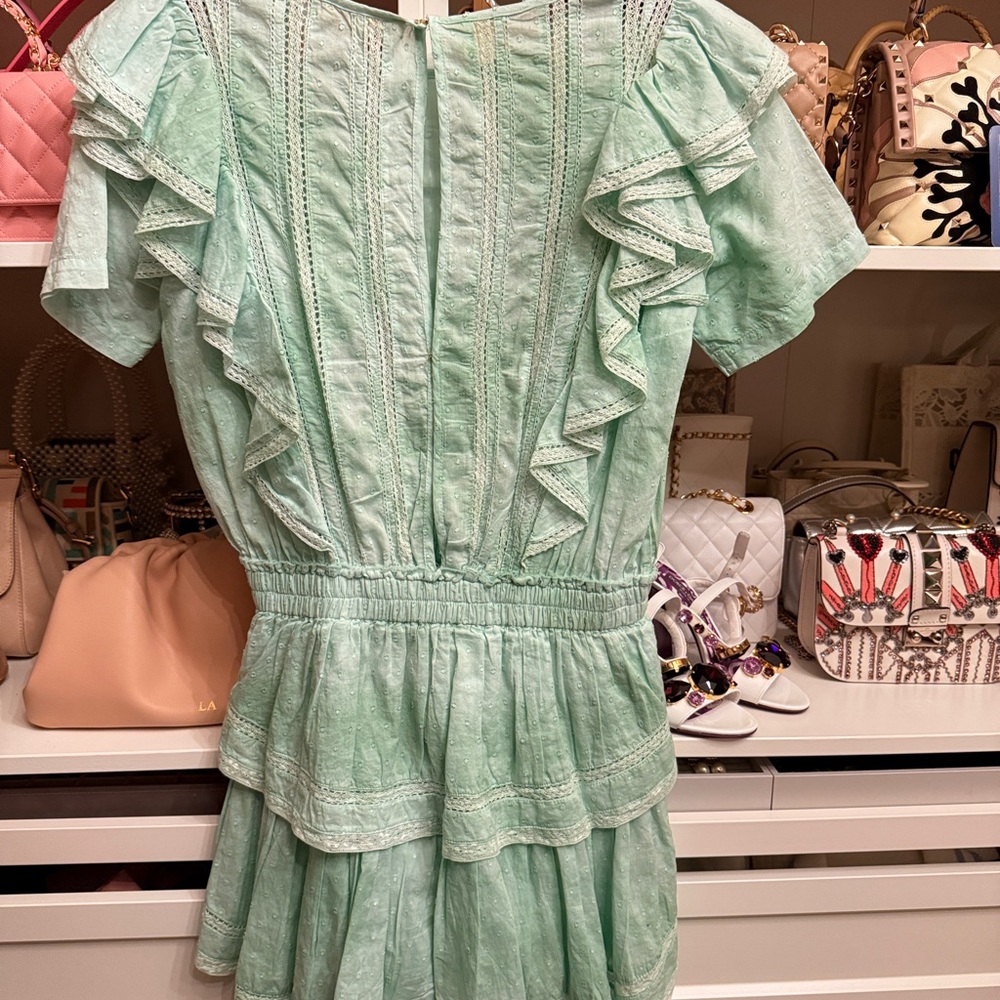 LoveShackFancy Mint Ruffle Tiered Mini Dress - image 4